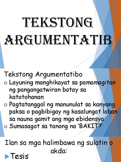 Tekstong Argumentatibo. “NARARAPAT NA .